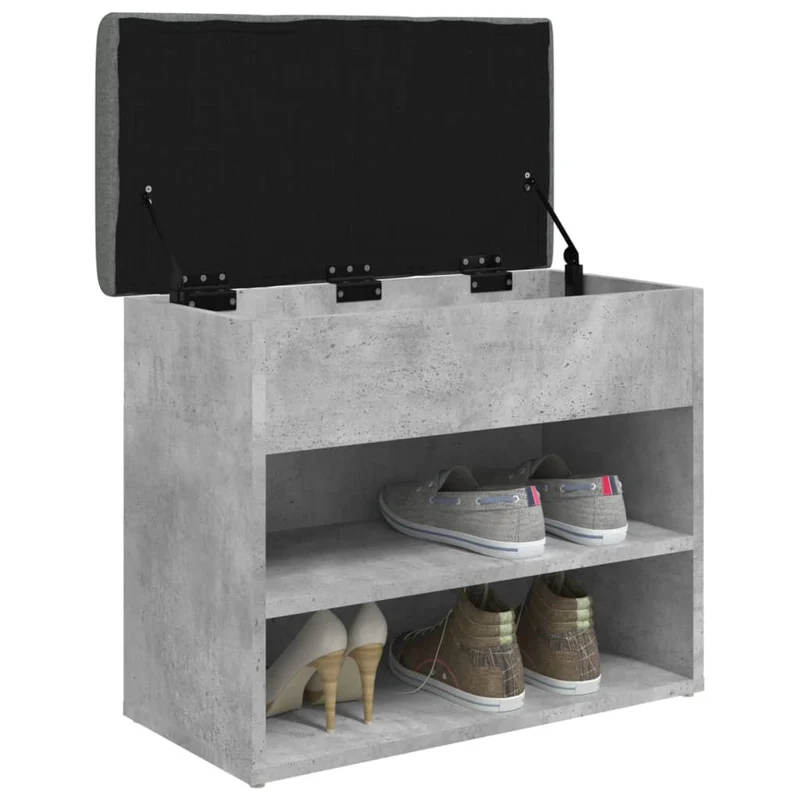 Banc de rangement à chaussures gris béton 62 x 32 x 50 cm bois d'ingénierie gris DEC024904