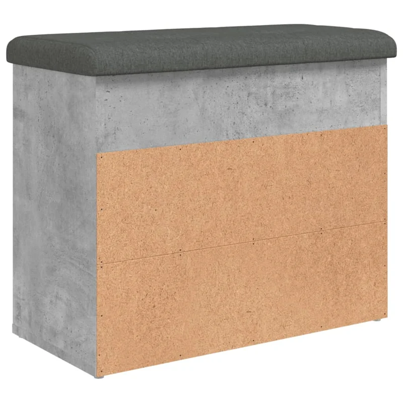 Banc de rangement à chaussures gris béton 62 x 32 x 50 cm bois d'ingénierie gris DEC024904