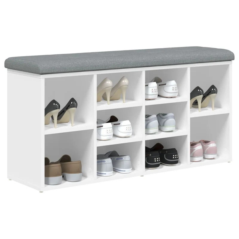 Banc de rangement à chaussures blanc 102 x 32 x 50 cm bois d'ingénierie blanc DEC024829