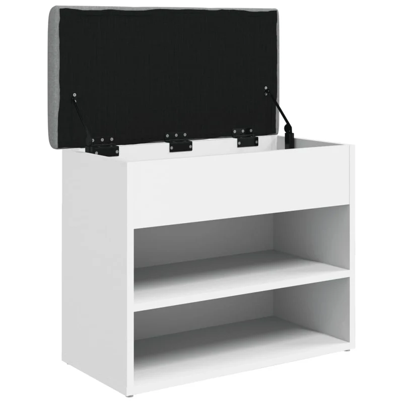 Banc de rangement à chaussures blanc 62 x 32 x 50 cm bois d'ingénierie blanc DEC024830