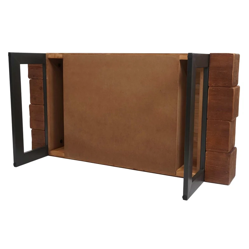 Table basse de salon en bois de sapin massif rustique 40x120x60cm marron 04_0005448
