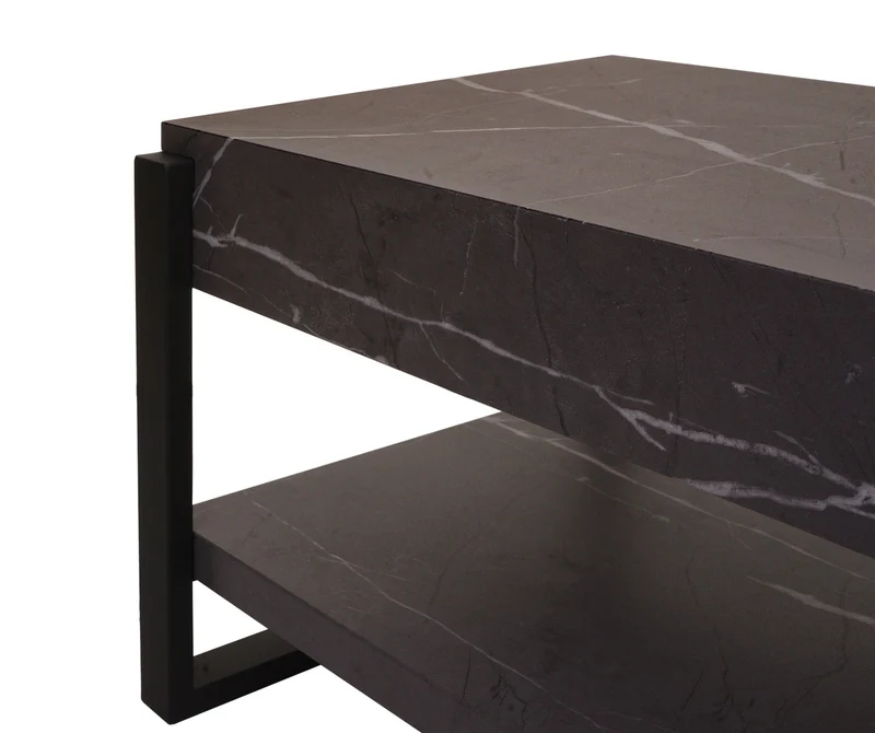 Meuble TV avec espace de rangement 42x120x44 cm MDF aspect marbre gris 04_0007858