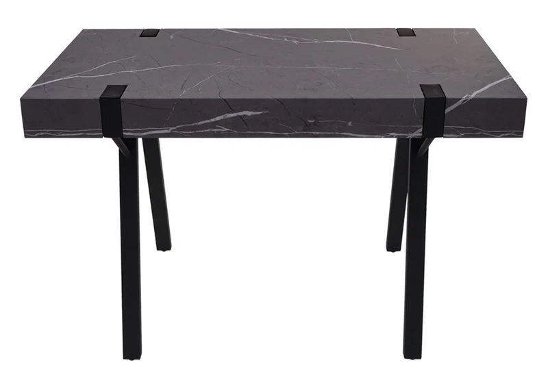 Table console table d'appoint 75x100x40 cm en fer et MDF aspect marbre gris 04_0008489
