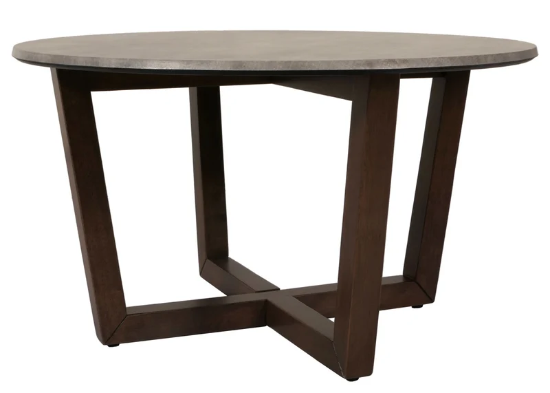 Table basse table d'appoint en bois et HDF diamètre 80 cm aspect béton cadre foncé 04_0008462