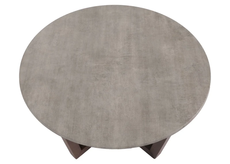 Table basse table d'appoint en bois et HDF diamètre 80 cm aspect béton cadre foncé 04_0008462