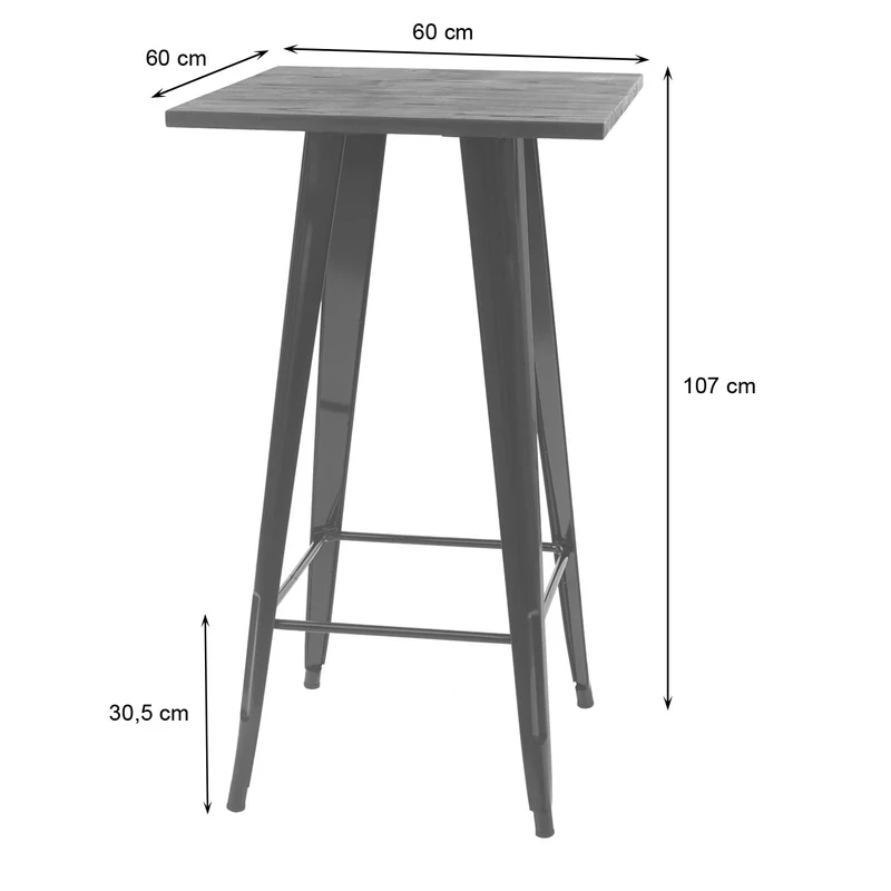 Table de bar avec plateau en bois et métal rouge design industriel repose-pieds 107 x 60 x 60 cm 04_0008512