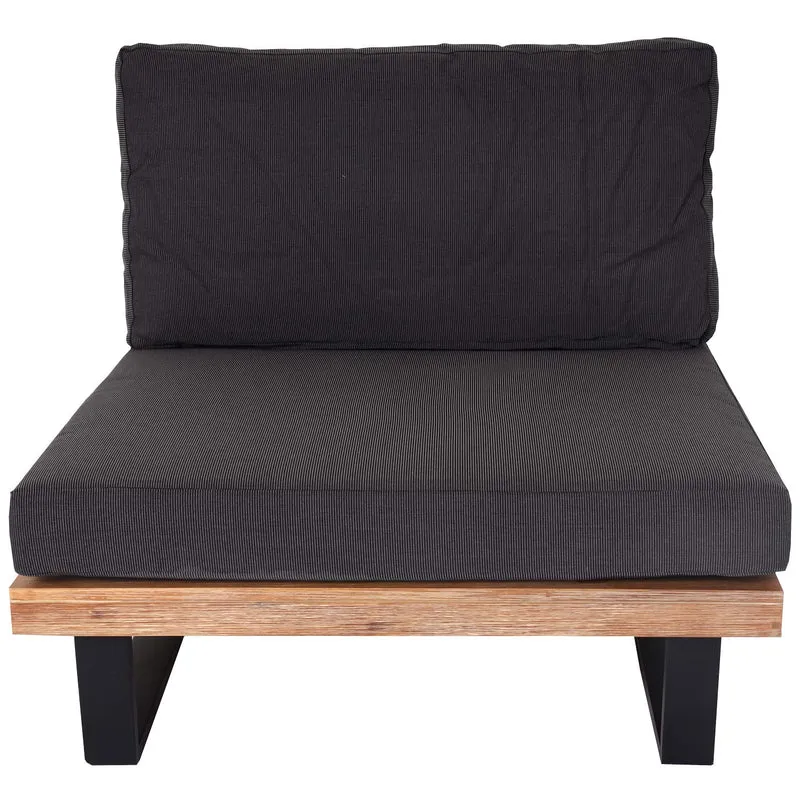 Salon de jardin avec fauteuil canapé en bois d'acacia aluminium marron clair revêtement gris foncé 04_0008297