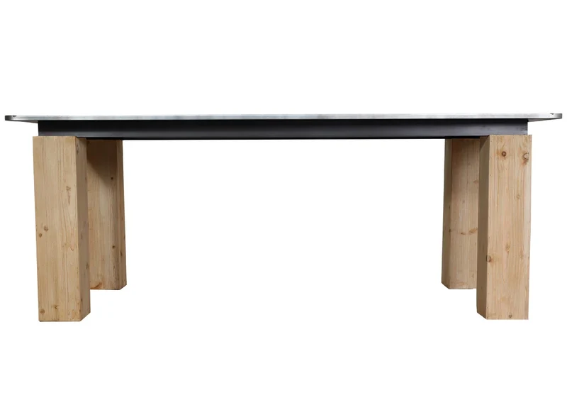 Table à manger design industriel en bois 200 x 100 cm naturel avec aspect métal 04_0008565