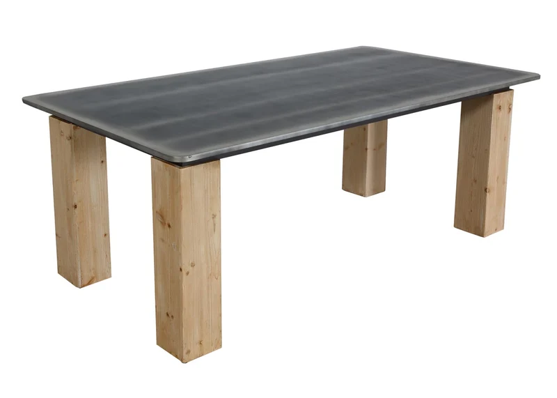 Table à manger design industriel en bois 200 x 100 cm naturel avec aspect métal 04_0008565