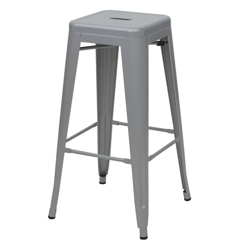 Lot de 4 tabourets de bar chaises de comptoir en métal gris design industriel empilable 04_0007581