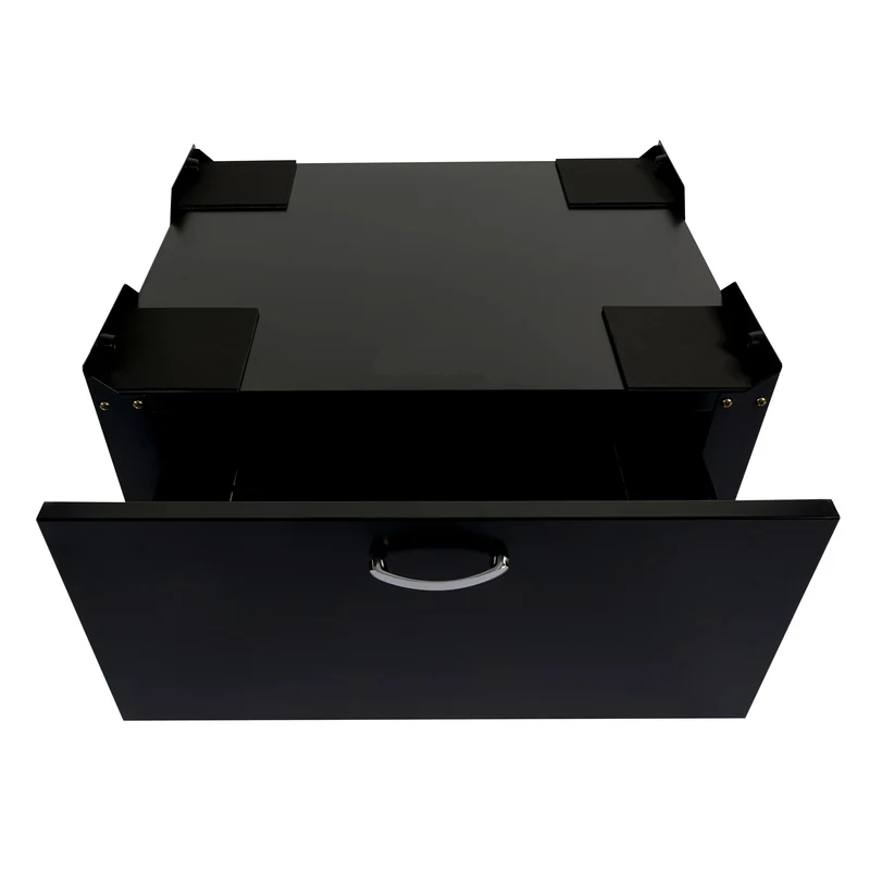 Meuble bas pour machine à laver avec tiroir 33 x 61 x 52 cm MDF et acier noir 04_0007835