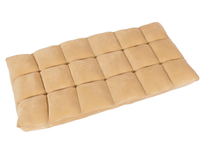 Chaise de sol coussin de sol dossier réglable sur 6 positions de relaxation cadre stable velours beige 04_0006361