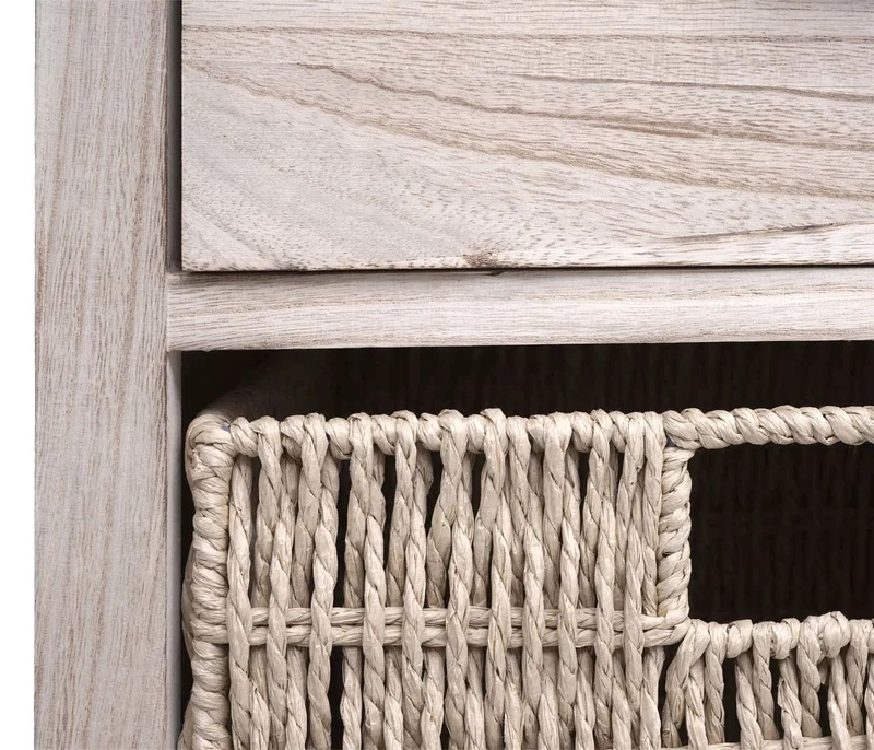 Commode avec tiroir et 3 paniers 83x40x29 cm paniers naturels marron clair 04_0006507