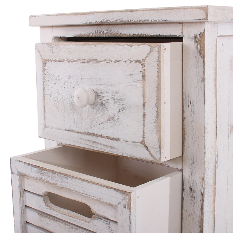 Commode meuble à tiroirs 4 tiroirs 74x30x25 cm aspect vintage blanc 04_0006534