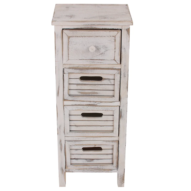 Commode meuble à tiroirs 4 tiroirs 74x30x25 cm aspect vintage blanc 04_0006534