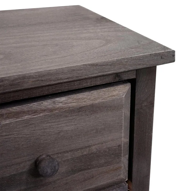 Commode petit meuble à 4 tiroirs 74x30x25 cm aspect vintage gris-marron 04_0006535