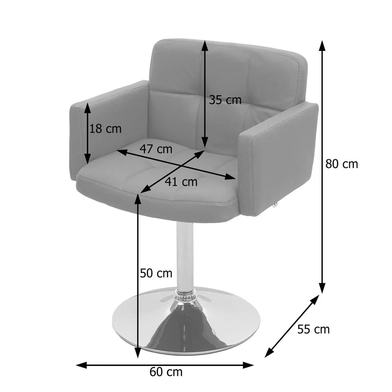 Chaise de salle à manger avec accoudoirs et coutures décoratives pivotante en PVC taupe-gris 04_0006282