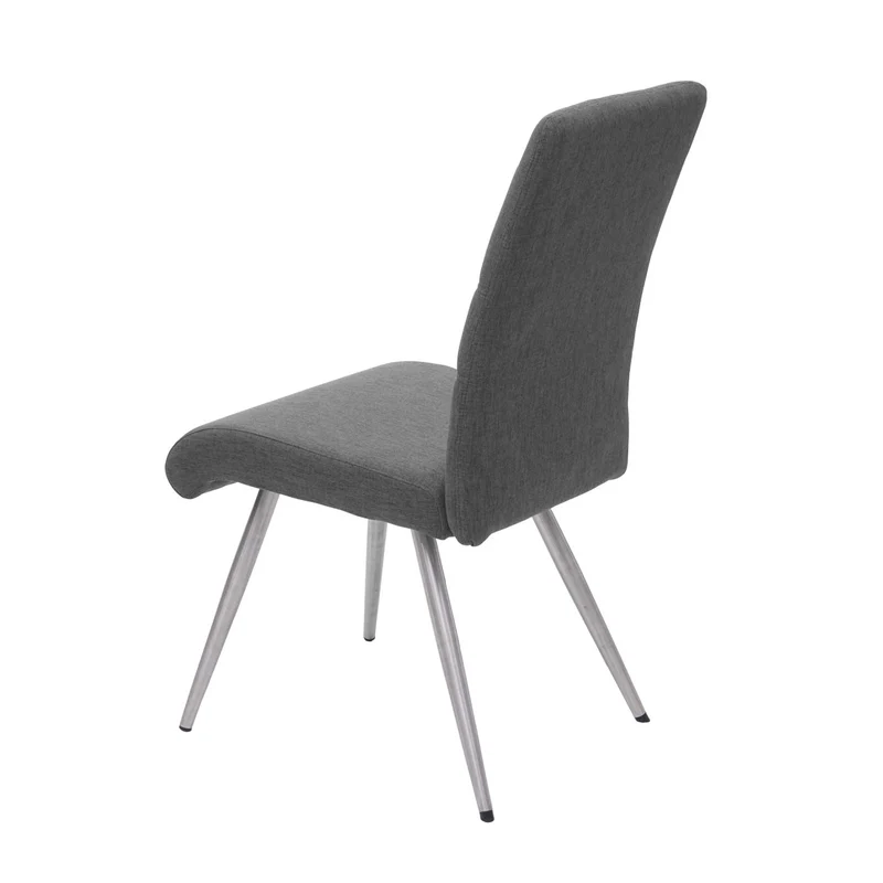 Lot de 6 chaises de salle à manger cuisine en tissu/textile coutures décoratives gris-marron et cadre en acier 04_0000856