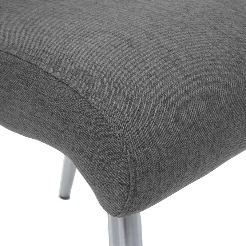 Lot de 6 chaises de salle à manger cuisine en tissu/textile coutures décoratives gris-marron et cadre en acier 04_0000856