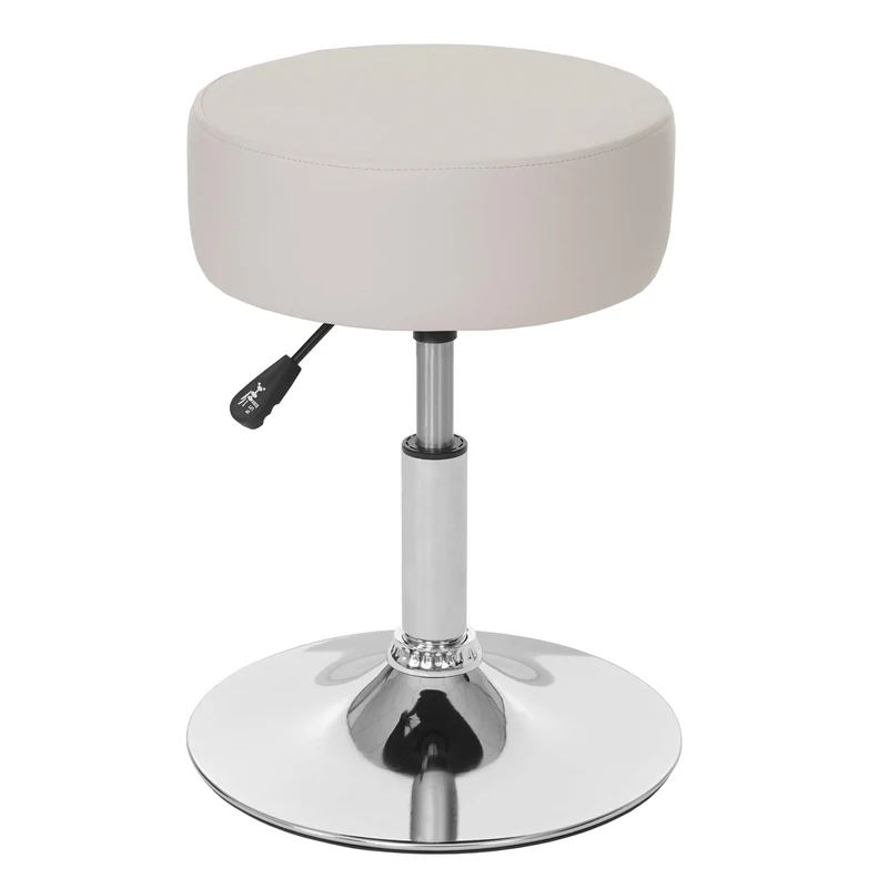 Lot de 2 tabourets siège pivotant réglable en hauteur Ø 35cm en PVC crème 04_0000504
