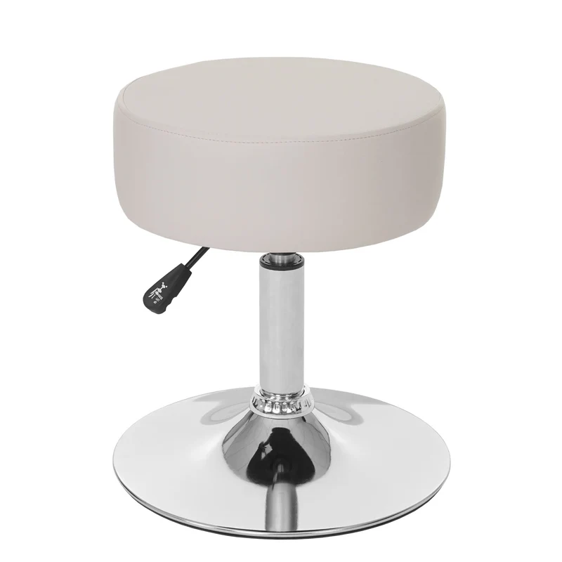 Lot de 2 tabourets siège pivotant réglable en hauteur Ø 35cm en PVC crème 04_0000504