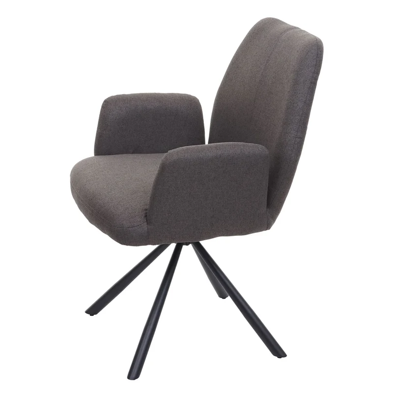 Chaise de salle à manger fauteuil de bureau en tissu gris-brun en acier design pivotant rétro et moderne 04_0002272