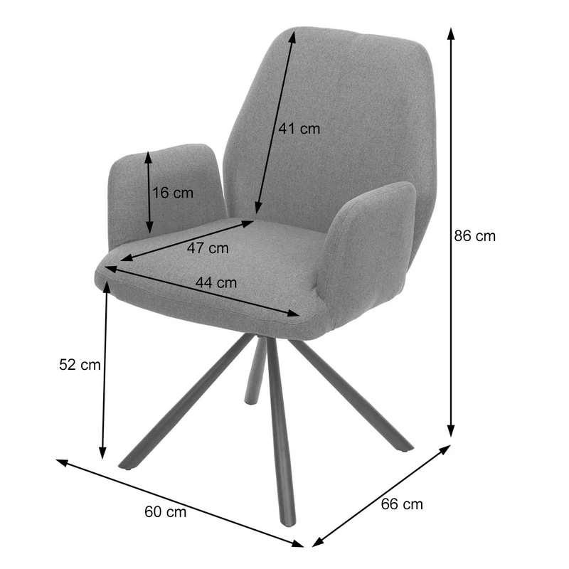 Chaise de salle à manger fauteuil de bureau en tissu gris-brun en acier design pivotant rétro et moderne 04_0002272