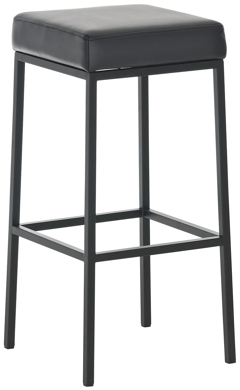 Lot de 2 tabourets de bar avec repose-pieds design simple hauteur 80 cm assise en PVC noir support en métal noir 10_0004367