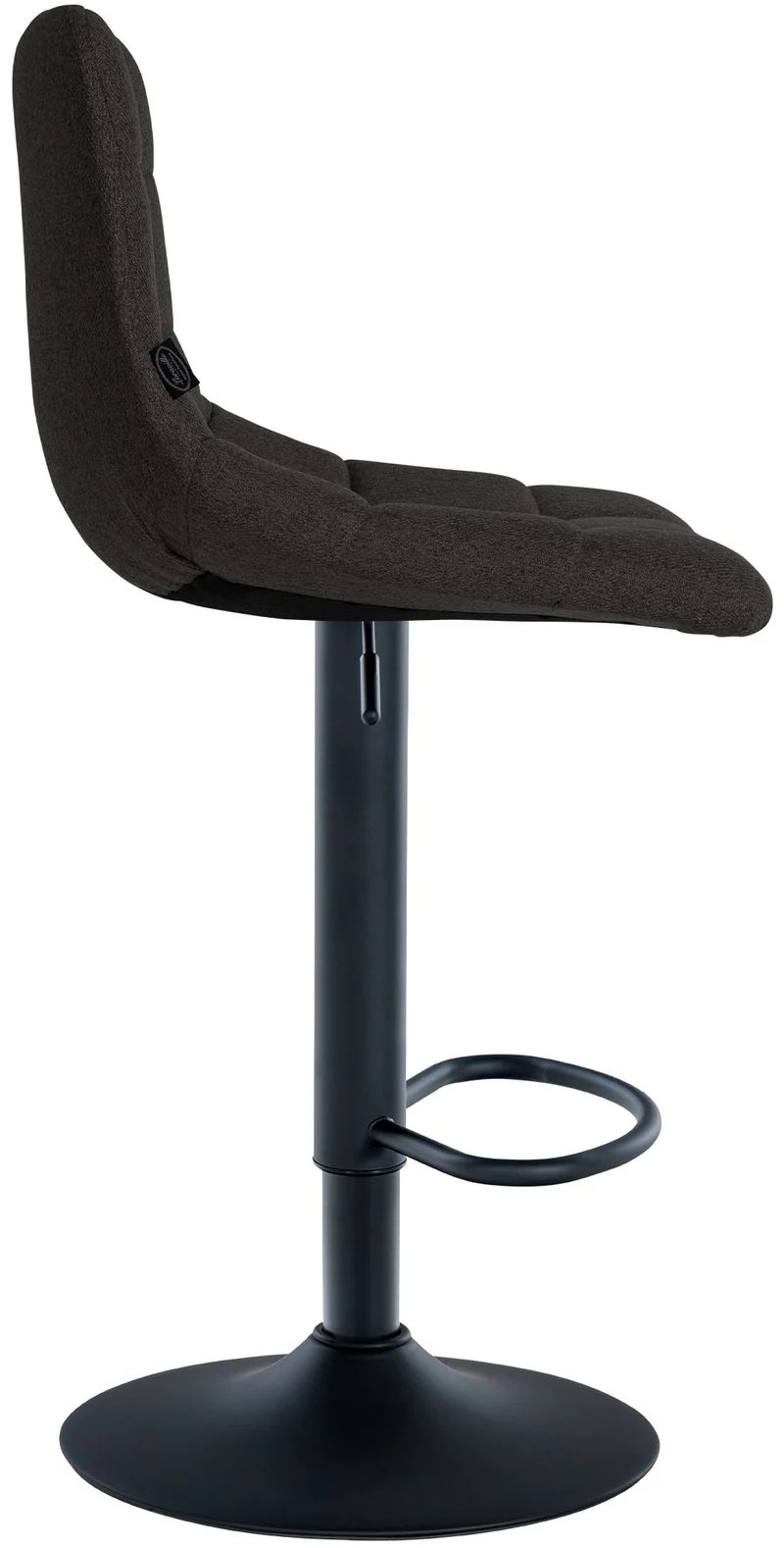 Lot de 2 tabourets de bar en tissu noir base métal noir réglable en hauteur et repose-pieds TDB10618