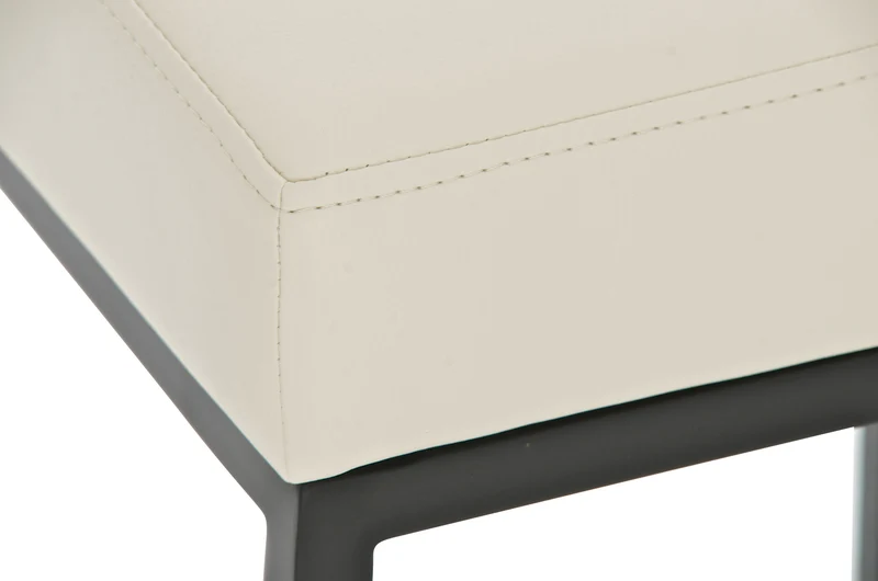 Tabouret de bar avec repose-pieds design moderne PVC crème et métal noir mat 10_0000646