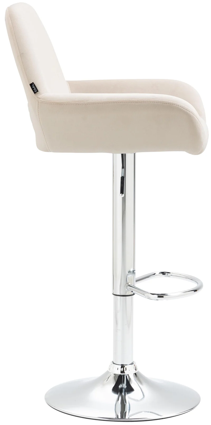Lot de 2 tabourets de bar repose-pieds en forme d'arc en métal chromé assise en velours crème TDB10789