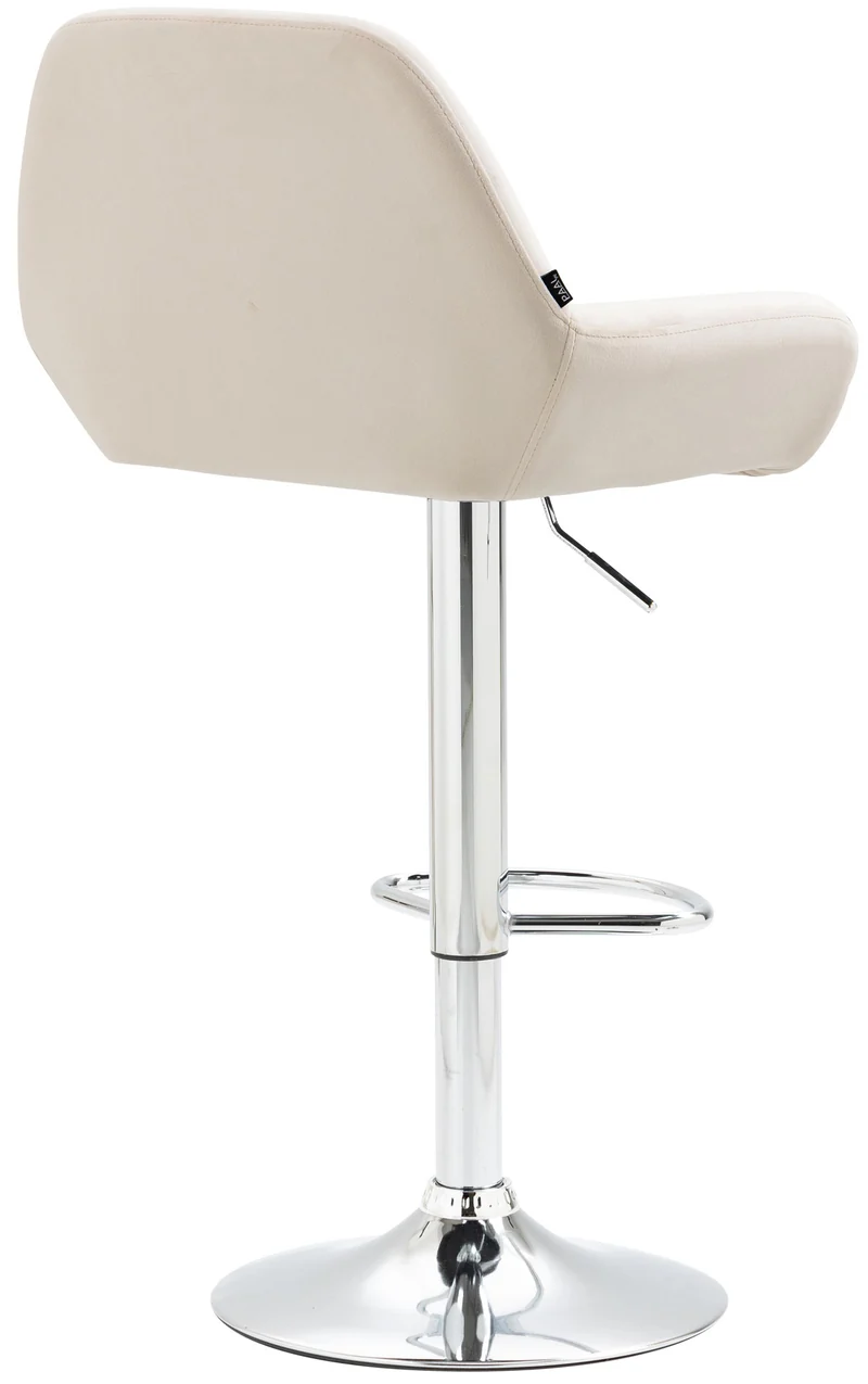 Lot de 2 tabourets de bar repose-pieds en forme d'arc en métal chromé assise en velours crème TDB10789