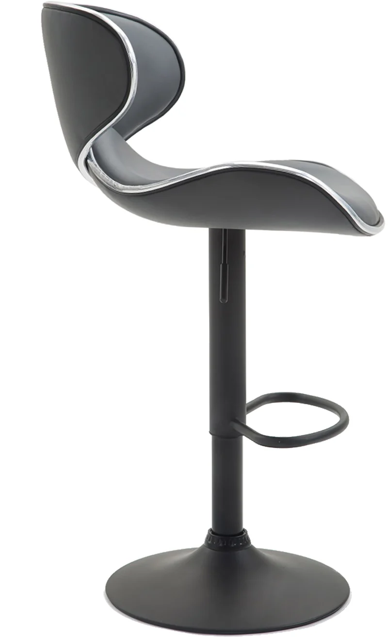 Lot de 2 tabourets de bar design contemporain pieds en métal noir assise en synthétique gris 10_0000340
