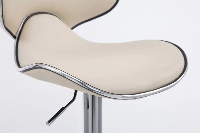 Tabouret de bar chaise de bar x2 hauteur réglable avec repose pieds en synthétique crème et métal TDB10124