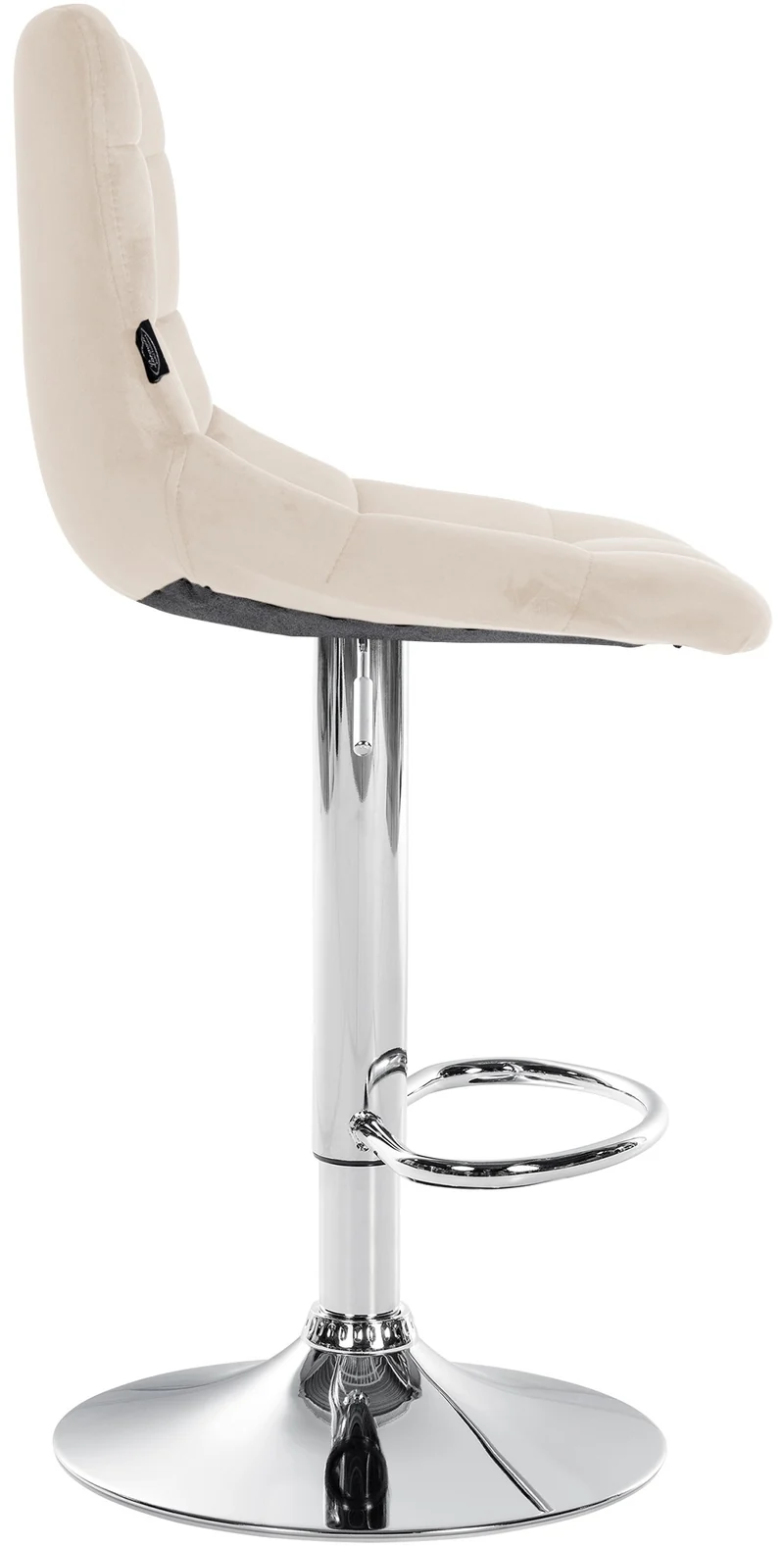 Lot de 2 tabourets de bar en velours crème base métal chromé réglable en hauteur et repose-pieds TDB10631