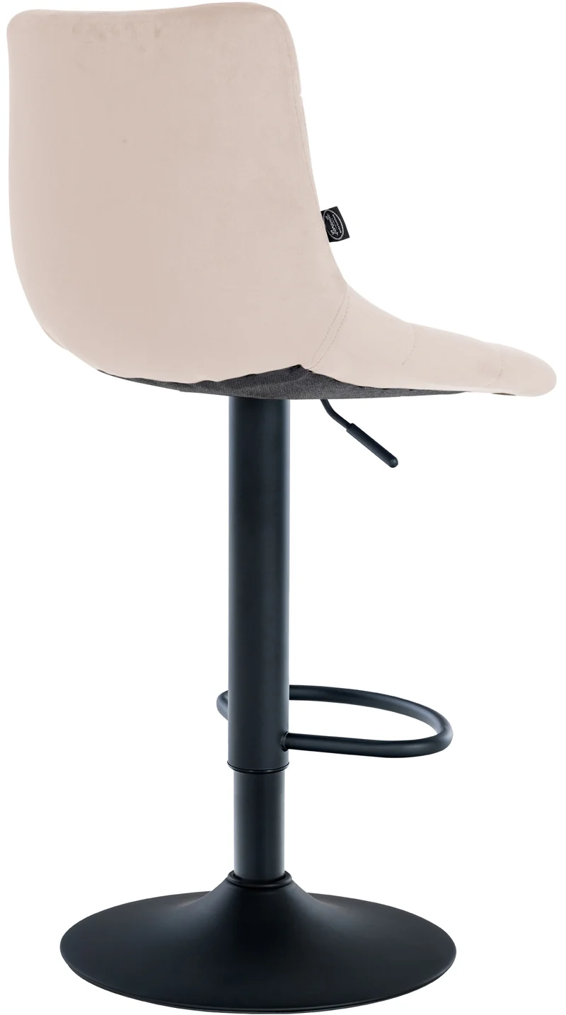 Lot de 2 tabourets de bar en velours beige base métal noir réglable en hauteur et repose-pieds TDB10623