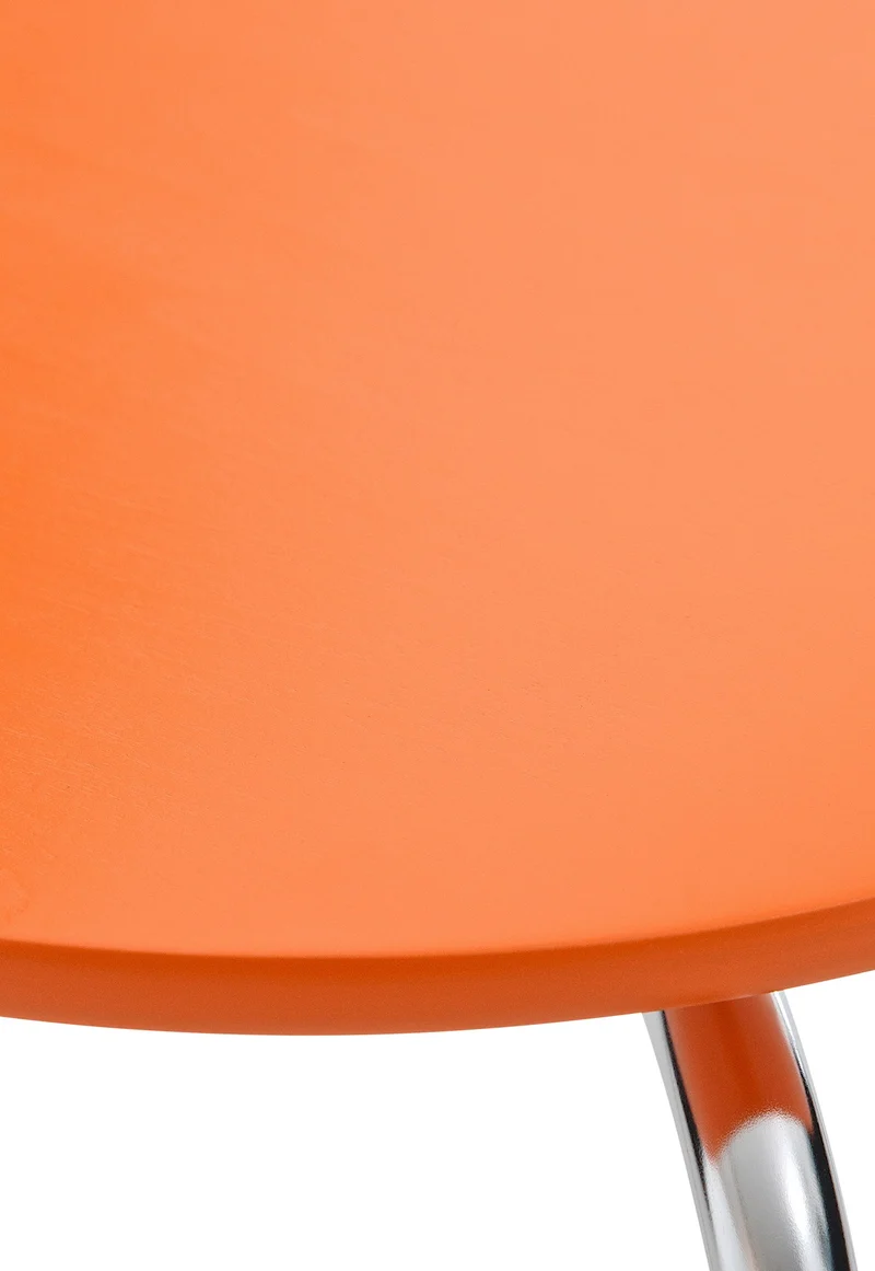 Chaise de cuisine salle à manger x1 empilable dossier arrondi en bois orange et métal chromé 10_0003345
