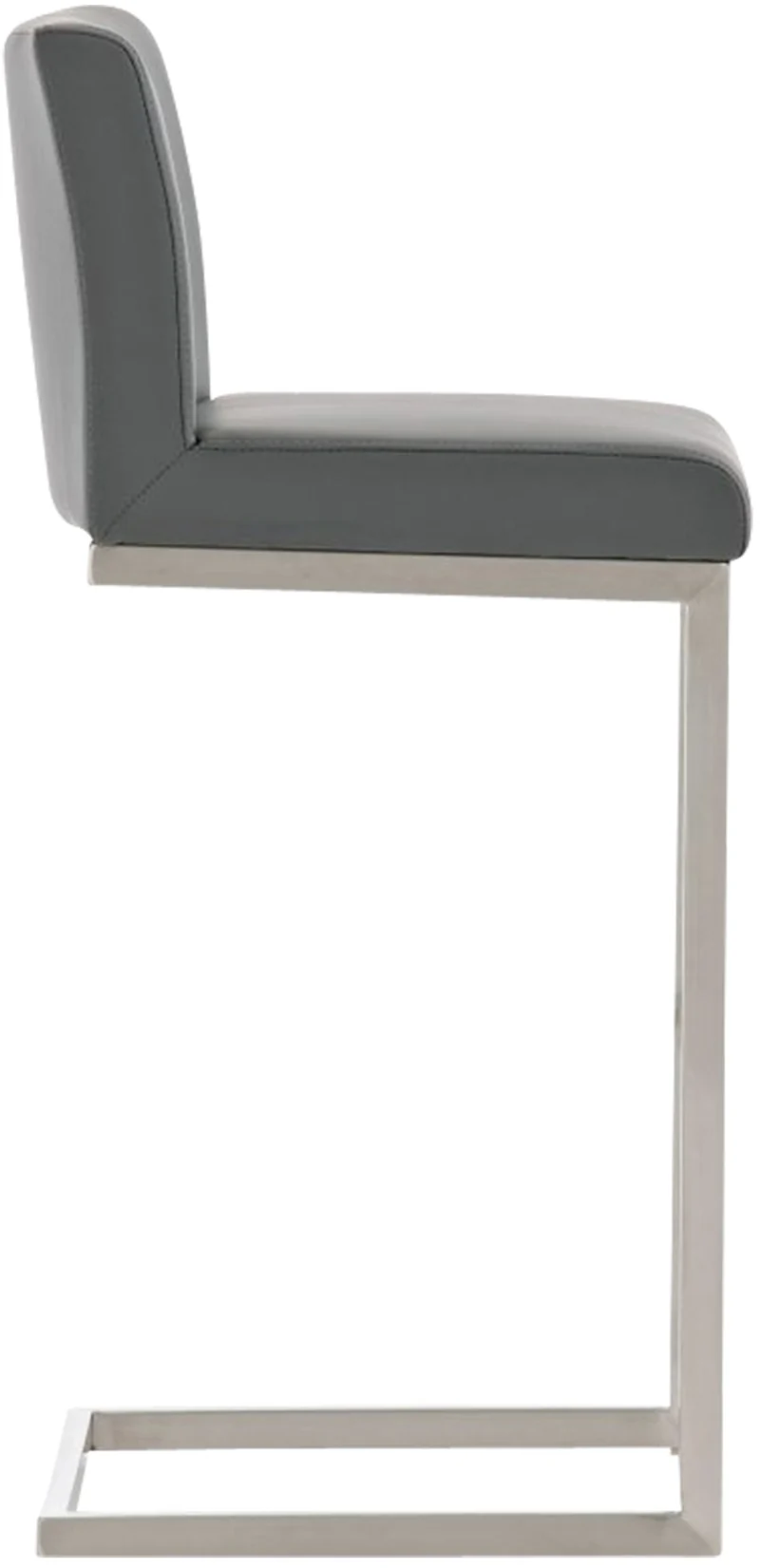Tabouret de bar x1 design moderne support en acier inoxydable assise en PVC gris 10_0005320