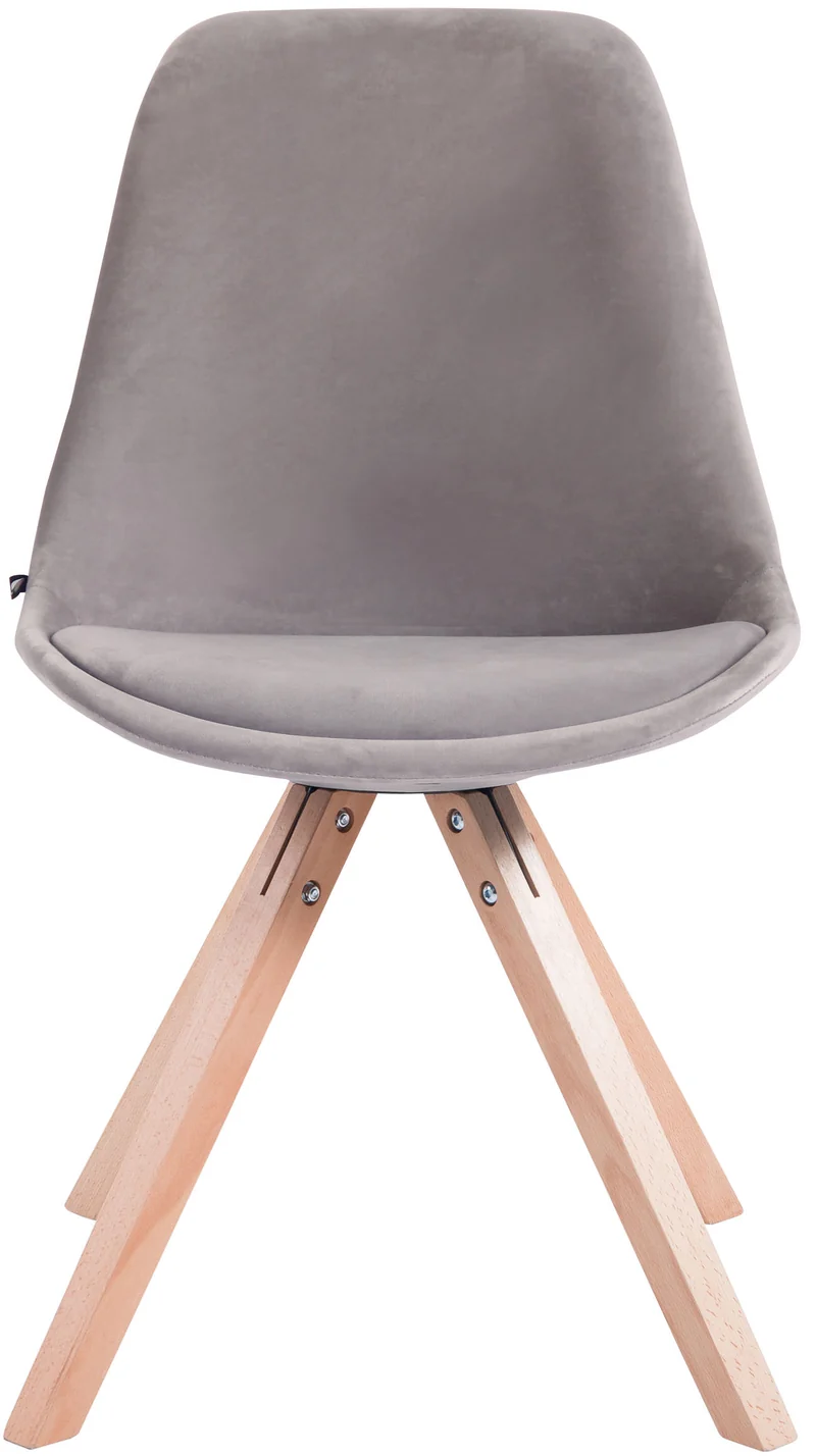 Chaise de salle à manger design scandinave en velours gris et pieds en bois clair forme carré 10_0003439