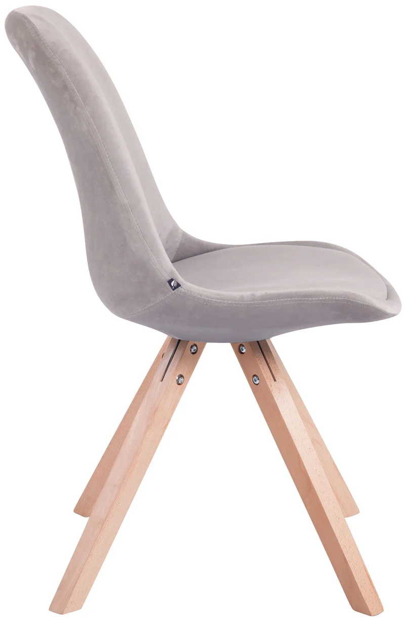 Chaise de salle à manger design scandinave en velours gris et pieds en bois clair forme carré 10_0003439