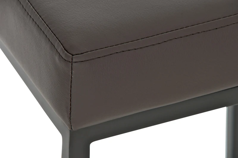 Tabouret de bar x1 avec repose-pieds design simple hauteur 85 cm en PVC marron et métal noir 10_0005244