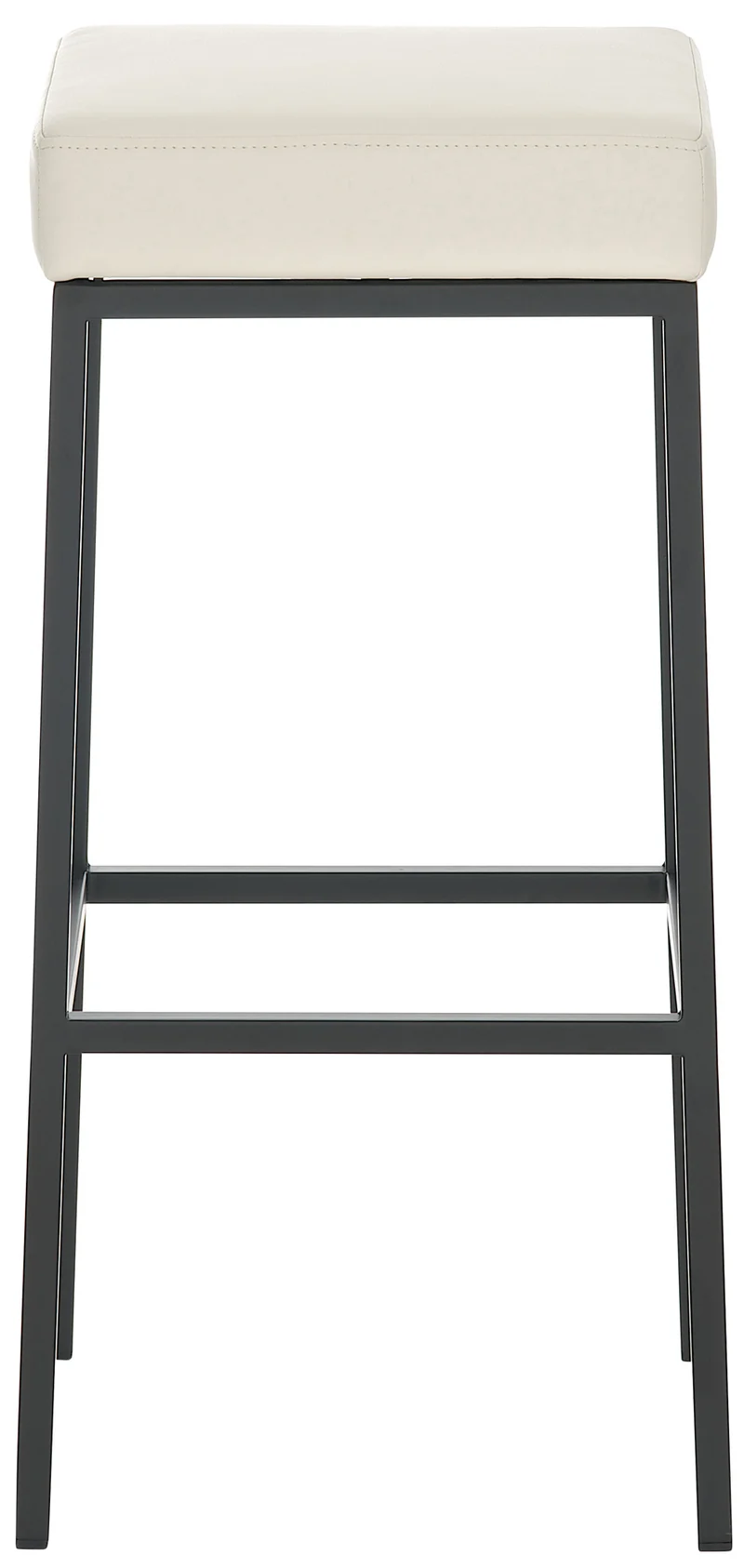 Tabouret de bar x1 avec repose-pieds design simple hauteur 85 cm en PVC crème et métal noir 10_0005245