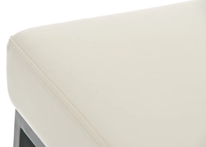Tabouret de bar x1 avec repose-pieds design simple hauteur 85 cm en PVC crème et métal noir 10_0005245