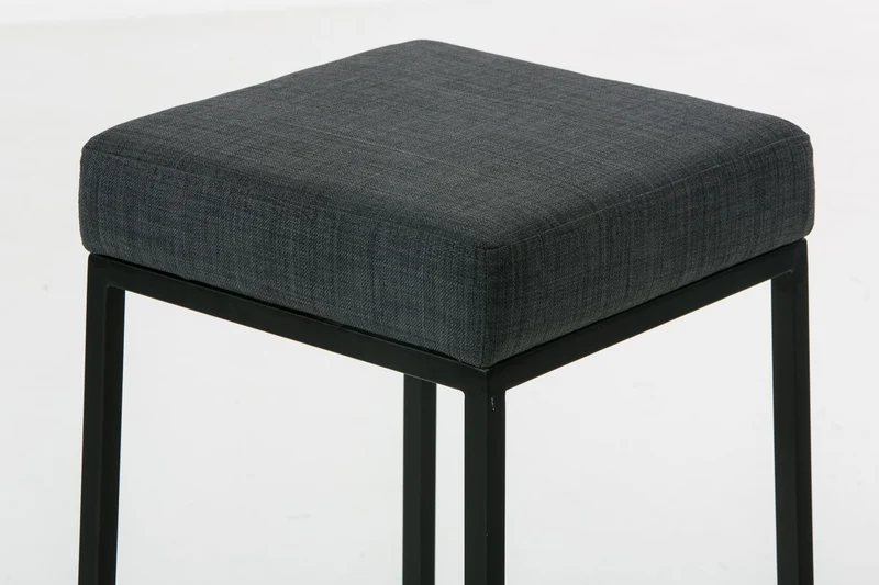 Tabouret de bar x1 avec repose-pieds design simple hauteur 85 cm en tissu gris foncé et métal noir 10_0005249