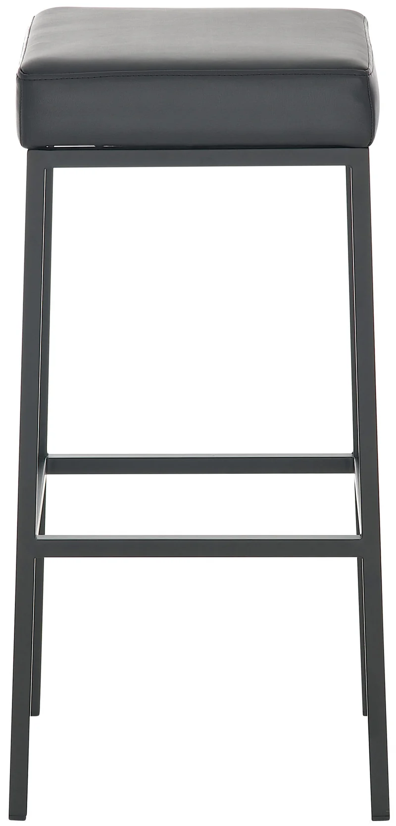 Lot de 2 tabourets de bar avec repose-pieds design simple hauteur 85 cm en PVC noir et métal noir 10_0004381