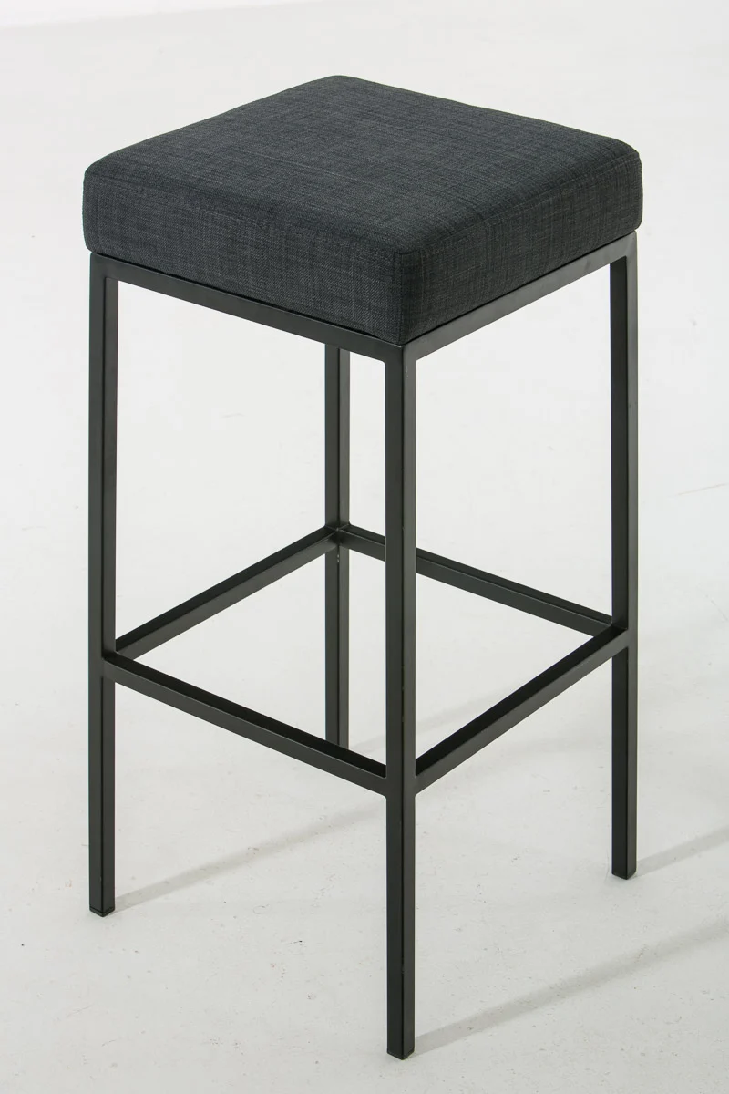 Lot de 2 tabourets de bar avec repose-pieds design simple hauteur 80 cm en tissu gris foncé et métal noir 10_0004369