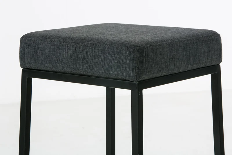 Lot de 2 tabourets de bar avec repose-pieds design simple hauteur 80 cm en tissu gris foncé et métal noir 10_0004369