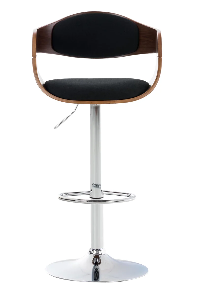 Tabouret de bar x1 design scandinave en tissu noir et structure en bois couleur noyer 10_0005044