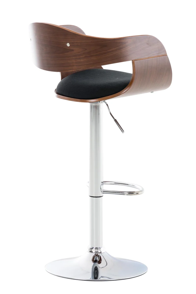 Tabouret de bar x1 design scandinave en tissu noir et structure en bois couleur noyer 10_0005044