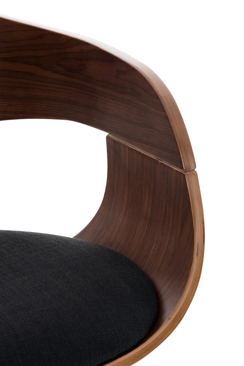 Tabouret de bar x1 design scandinave en tissu noir et structure en bois couleur noyer 10_0005044
